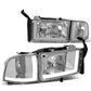 94-02 Dodge Ram LED DRL Headlights Chrome Housing Clear Corner