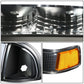 98-04 Chevrolet Blazer S10 LED Switchback L-Pattern Headlights Black