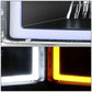 4PC LED Bar Headlights - Clear Lens Amber Reflector Black Housing