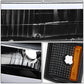 Clear Lens Amber Reflector Black Housing LED Bar Headlights 8PCS