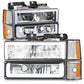 Clear Lens Amber Reflector Chrome Housing LED Bar Headlights 8PCS