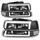 99-06 Chevrolet Silverado Tahoe Suburban LED DRL Dual C-Bar Headlights