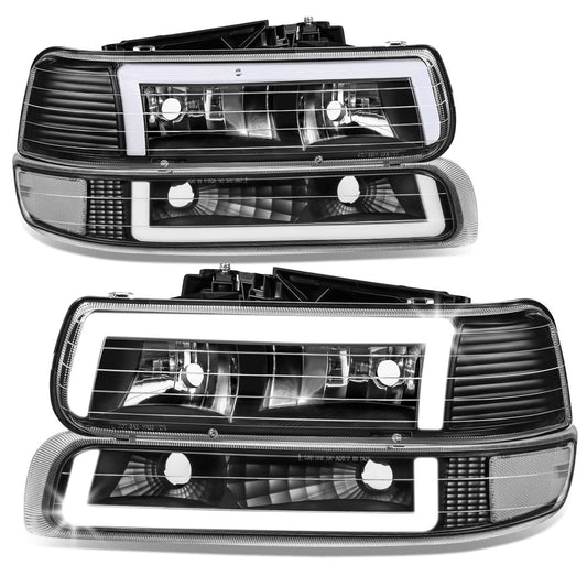 99-06 Chevrolet Silverado Tahoe Suburban LED DRL Dual C-Bar Headlights