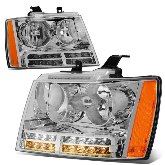 07-14 Chevrolet Avalanche Tahoe Suburban LED DRL Headlights Chrome