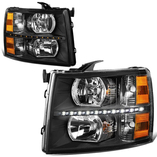 2007-2014 Chevrolet Silverado LED Reflector Headlights Black