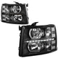 07-14 Chevrolet Silverado LED Reflector Headlights Black Housing