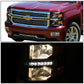 14-15 Chevy Silverado LED DRL Headlights Black Housing Amber Corner