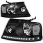 04-08 Ford F-150 / 06-08 Lincoln Mark LT LED DRL Headlights - Black