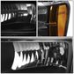 2007-2014 GMC Sierra LED DRL Headlights Black Housing Amber Corner