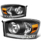06-09 Dodge Ram LED DRL Headlights - Black Housing Amber Corner