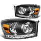 06-09 Dodge Ram LED DRL Headlights - Black Housing Amber Corner