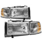 94-02 Dodge Ram OEM Style Headlights Chrome Housing 4PC Kit