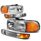 99-07 GMC Sierra OEM Style 4PC Chrome Headlights with Amber Corner