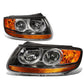 07-09 Hyundai Santa Fe Black Housing Headlights with Amber Corner