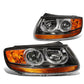 07-09 Hyundai Santa Fe Black Housing Headlights with Amber Corner
