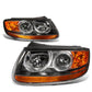 07-09 Hyundai Santa Fe Black Housing Headlights with Amber Corner