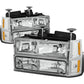 94-00 GMC C10 Chrome Housing Headlights w/ Amber Corner 8PC Kit