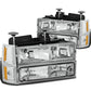 94-00 GMC C10 Chrome Housing Headlights w/ Amber Corner 8PC Kit