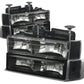 88-93 Chevrolet C10 Black Housing Clear Corner Headlights 8PC Set