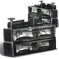88-93 Chevrolet C10 Black Housing Clear Corner Headlights 8PC Set