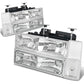 88-93 Chevrolet C10 Chrome Housing Clear Corner 8PC Headlight Set