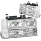 88-93 Chevrolet C10 Chrome Housing Clear Corner 8PC Headlight Set