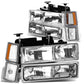 94-98 Chevrolet C10 Chrome Housing Headlights w/ Amber Corner 8PC