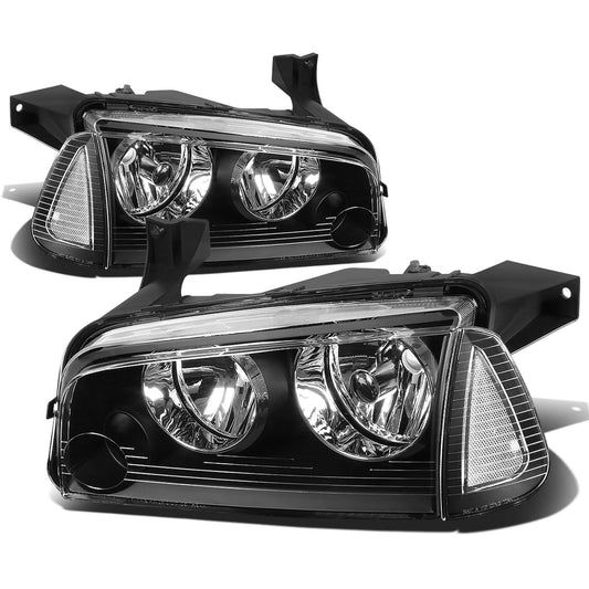 06-10 Dodge Charger Black Housing Clear Corner Headlights 4PC