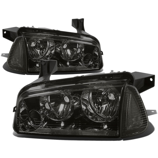 2006-2010 Dodge Charger Smoke Housing Headlights with Clear Corner