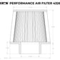 HPS Performance 3" Air Filter, 6.75" Length, 5.5" Base, 3.5" Top HPS-4326