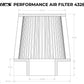 HPS Performance 4.5" Air Filter, 9.5" Length, 7.75" Base, 5" Top HPS-4328