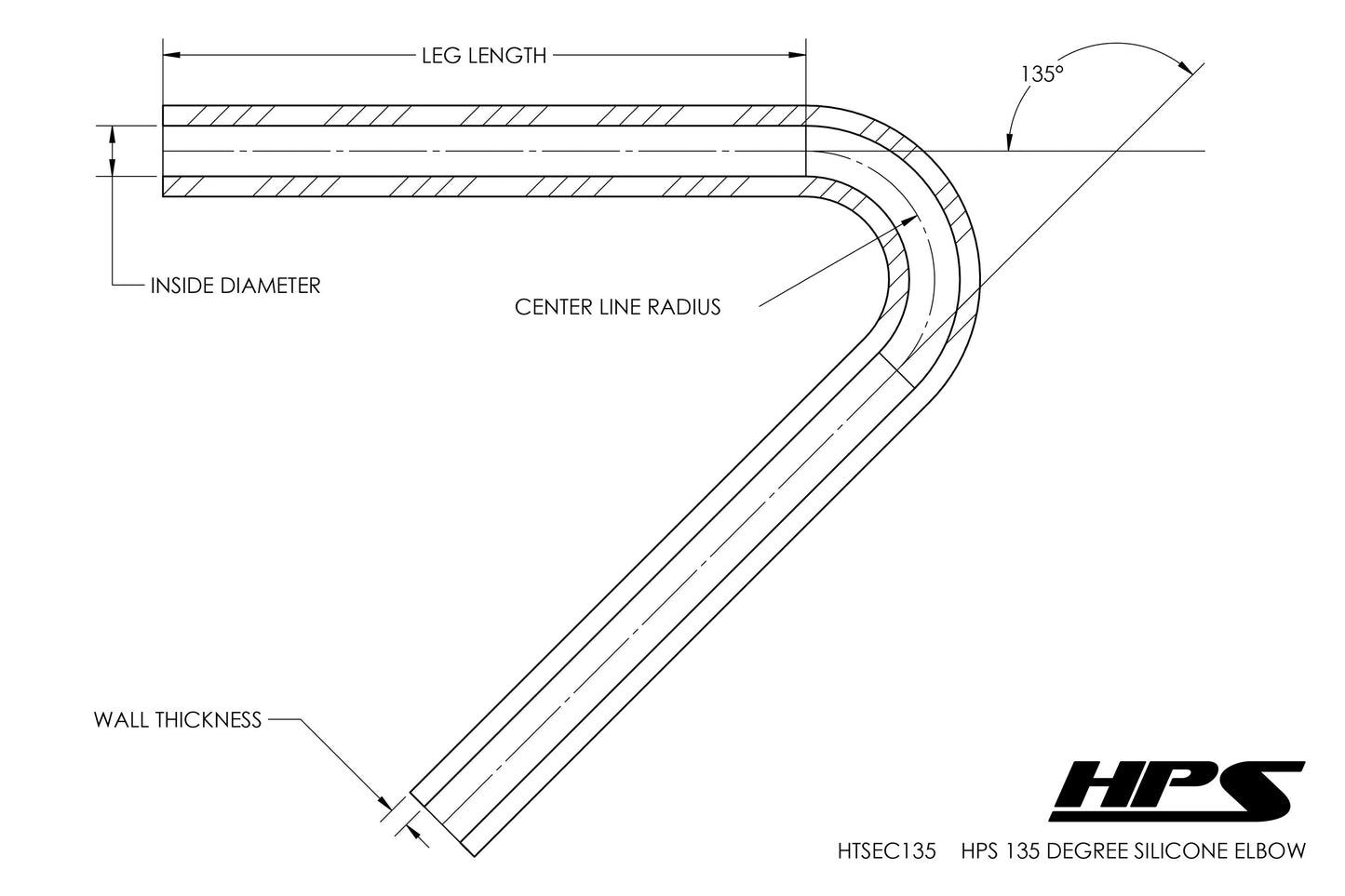 HPS Performance Products HPS 3" Silicone 135 Degree Elbow Coupler Hose, High Temp 4-ply Reinforced (76mm ID)