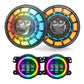 SPDZ1 Oculus 7” RGB LED Headlights with LED RGB Fog Light Kit – App Controlled Multi-Mode Halo