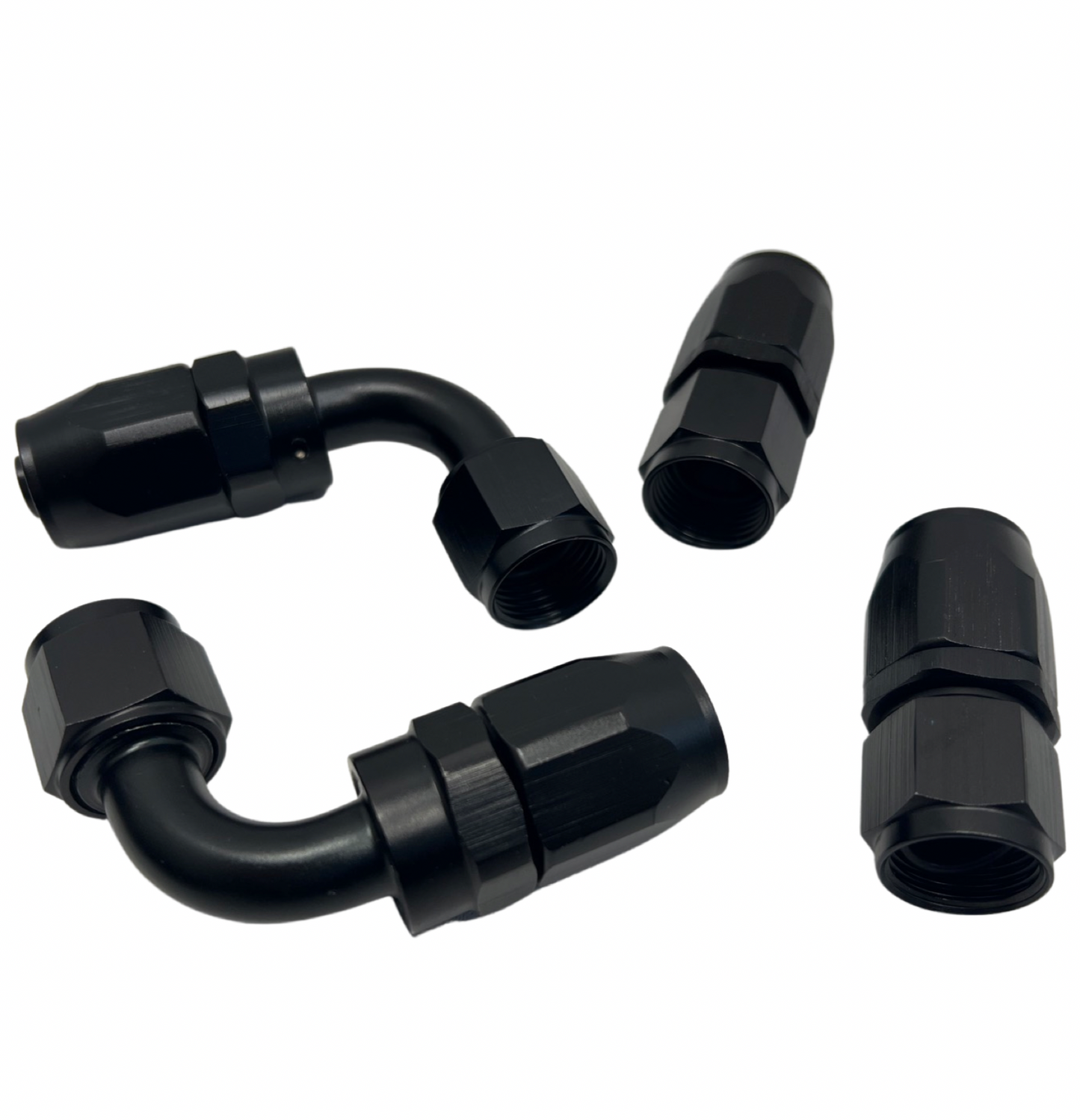 4Pcs 90° 0Degree Swivel Hose Line End Fitting Adaptor Fuel Oil AN10 10AN Black