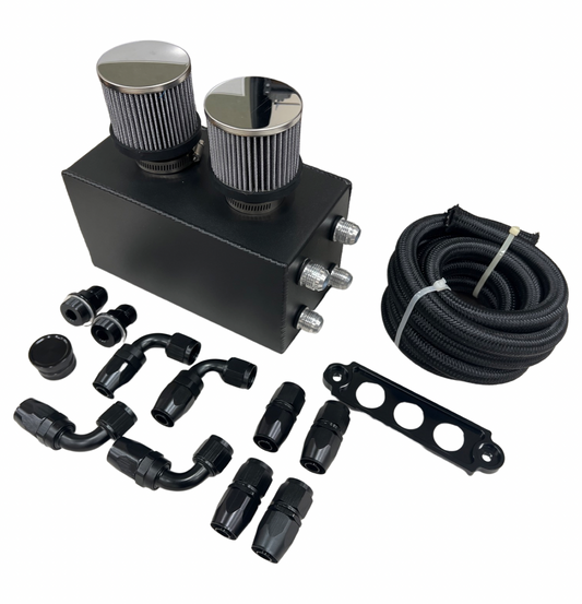 Pro Series Oil Catch Can For Honda Civic Acura Integra 4 Port -10AN With Hoses