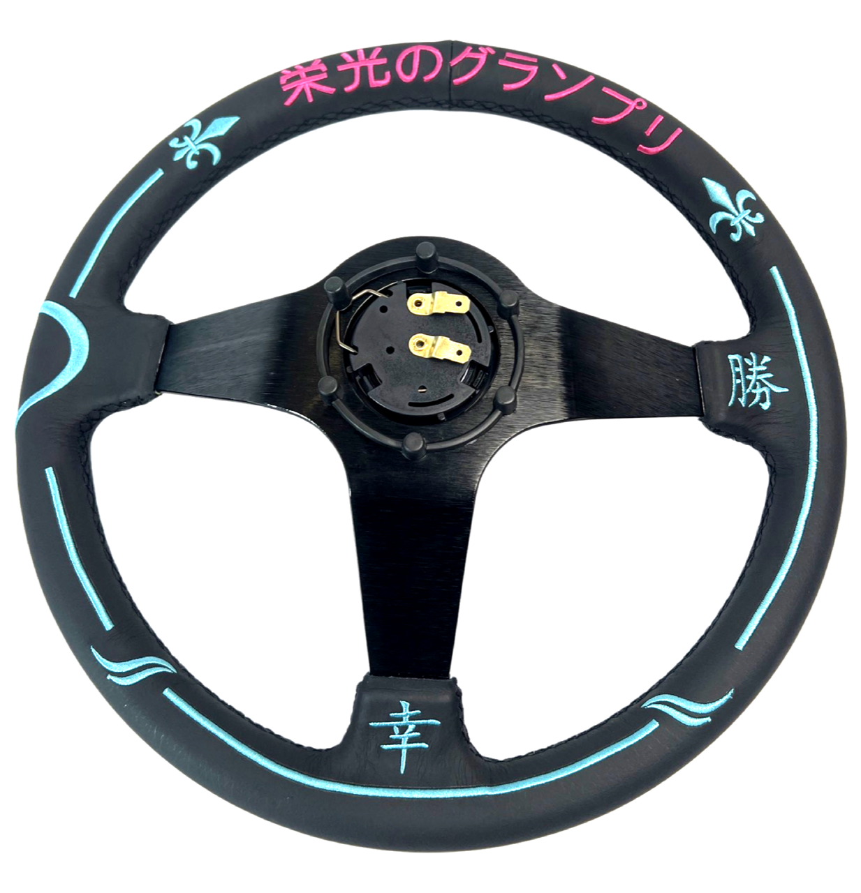 Leather 350mm Steering Wheel Hub Adapter Kit For 96-06 Civic, Prelude, S2000, Accord, RSX USA