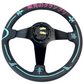 Leather Heart Deep Dish Suede Steering Wheel + Short Hub Adapter Kit For Honda Acura Civic Integra Accord Del Sol, CRX, Prelude