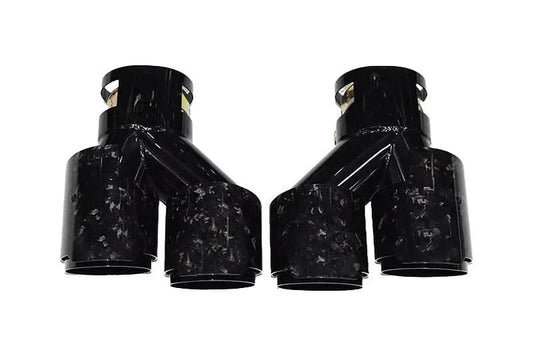 BMW 2/3/4 Series G42 G20/G21 G23 Black Stainless Steel Forged Carbon Fiber Dual Muffler Tip (2019+)
