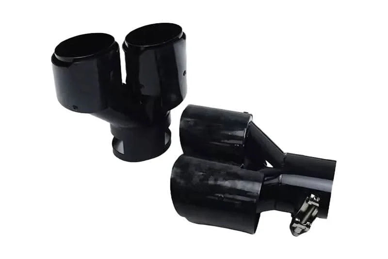 BMW 2/3/4 Series G42 G20/G21 G23 Black Stainless Steel Forged Carbon Fiber Dual Muffler Tip (2019+)