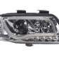 Audi A6 (C5 4B) Chrome LED Headlights with Daytime Running Lights (1997-2001) - With R87 approval