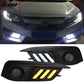 2016-2018Â Honda Civic LED Amber & White Fog light Bezels Cover 2DR 4DR