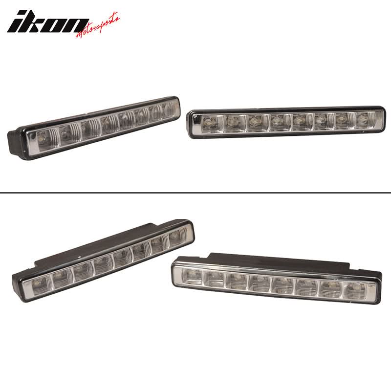 Universal DRL White LED Fog Lights w/ Amber Turn Signal Bar Lights