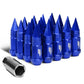 Spiked Aluminum Lug Nuts 80mm M12x1.5 20pc Set with Adapter Blue