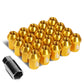 M12x1.5 Close-End Aluminum Lug Nuts 35mm Gold 20pc Set w/ Adapter