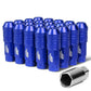 Aluminum Lug Nuts Open End 70mm M12x1.25 20pc Set with Key Blue