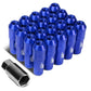Aluminum Lug Nuts Open End 70mm M12x1.25 20pc Set with Key Blue