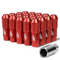 Red Aluminum Lug Nuts M12x1.25 Open End 70mm 20pc Set w/ Key