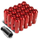 Red Aluminum Lug Nuts M12x1.25 Open End 70mm 20pc Set w/ Key