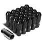 70MM Open-End Aluminum Lug Nuts M12x1.5 20PC Set with Adapter Black