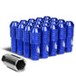 Universal Blue Aluminum Lug Nuts - 70MM Open End M12x1.5 20PC Set